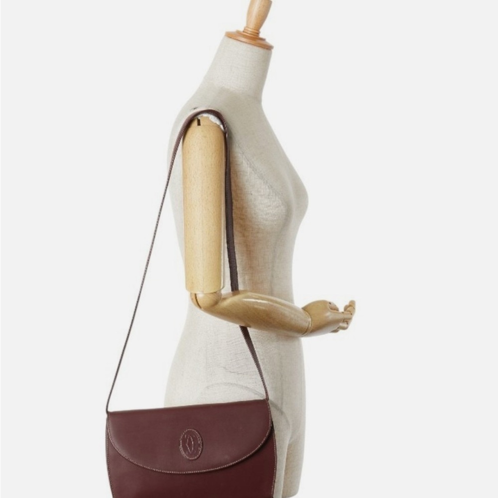 AUTHENTIC Cartier Shoulder Bag Burgundy Leather Crossbody Bag or clutch with COA - Picture 13 of 13